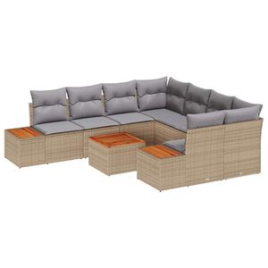 vidaXL Gartensofa-set mit Kissen 9 pcs Beige Poly Rattan