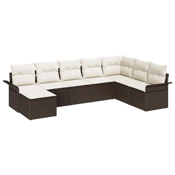 vidaXL Gartensofa-set mit Kissen 8 pcs Braun Poly-Rattan