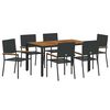 vidaXL Garten Essgruppe 7 Stk. Schwarz Poly-Rattan