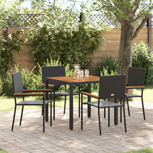 vidaXL Garten Essgruppe 5 pcs Schwarz und Braun Poly-Rattan