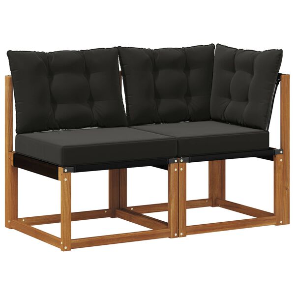 vidaXL Outdoor Mittel- und Ecksofa mit Kissen 2 St&uuml;ck Natur