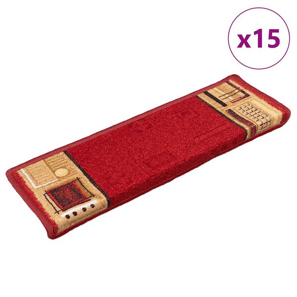 vidaXL Treppenmatten Selbstklebend 15 Stk. 65x21x4 cm Rot