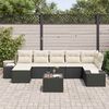 vidaXL Garten-Sofa-Set mit Kissen 7 pcs Schwarz Poly-Rattan