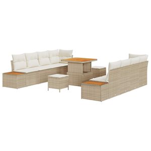 vidaXL Gartensofa-set mit Kissen 11 pcs Beige und Creme