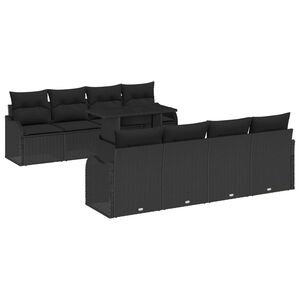 vidaXL Gartensofa-set mit Kissen 7 pcs Schwarz Poly-Rattan