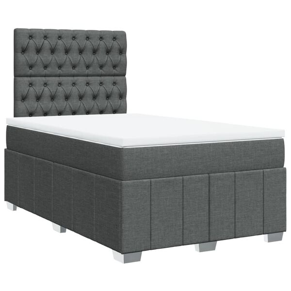 vidaXL Boxspringbett mit Matratze Dunkelgrau 120x190 cm Stoff