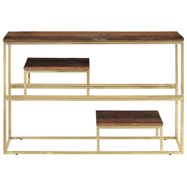 vidaXL Konsolentisch Golden Edelstahl und Massivholz