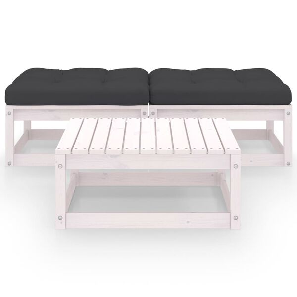 vidaXL 3-tlg. Garten-Lounge-Set mit Kissen Massivholz Kiefer