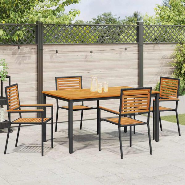 vidaXL Garten Essgruppe 5 pcs Schwarz und Braun Poly-Rattan