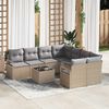 vidaXL Sofa Set mit Kissen 9 pcs Beige und Grau Poly-Rattan