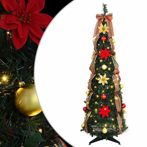 vidaXL K&uuml;nstlicher Weihnachtsbaum mit 100 LEDs Gr&uuml;n 155 cm PVC