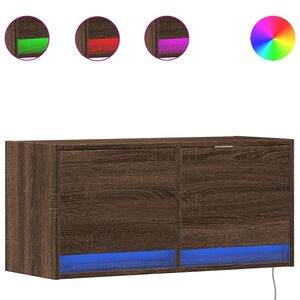 vidaXL TV-Wandschrank mit LED-Leuchten Braun Eichen-Optik 80x31x38 cm
