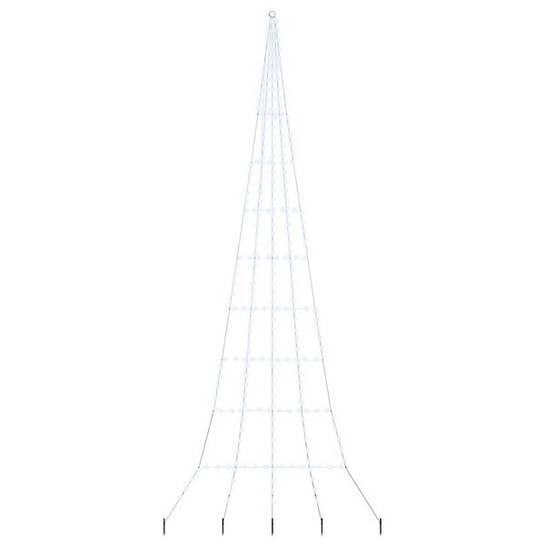 vidaXL LED Weihnachtsbaum mit Erdspie&szlig;en Kaltwei&szlig; 511 cm Metall