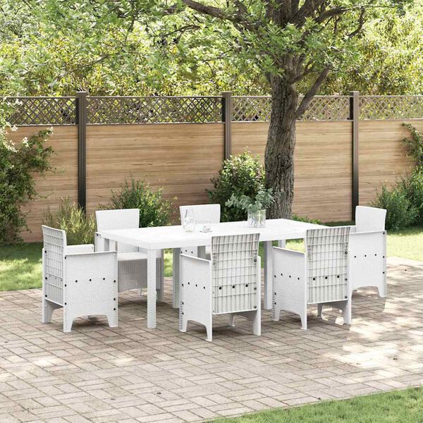 vidaXL Garten-Esstisch Weiß 200 x 100 x 73 cm Poly-Rattan