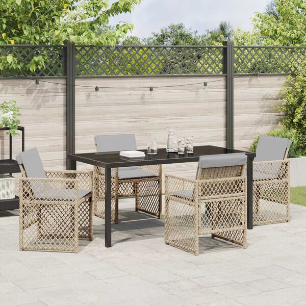 vidaXL Garten Essgruppe 5 pcs Beige Poly-Rattan