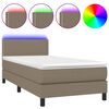 vidaXL Boxspringbett mit Matratze & LED Taupe 90x190 cm Stoff