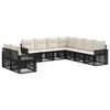 vidaXL Gartensofa-set 9 pcs Schwarz und Cremewei&szlig; Poly-Rattan