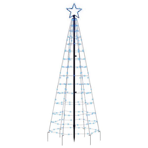 vidaXL LED-Weihnachtsbaum mit Erdspie&szlig;en 220 LEDs Blau 180 cm