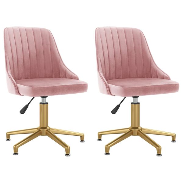 vidaXL Esszimmerst&uuml;hle 2 Stk. Drehbar Rosa Samt