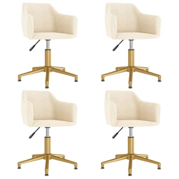 vidaXL Esszimmerst&uuml;hle 4 Stk. Drehbar Creme Samt