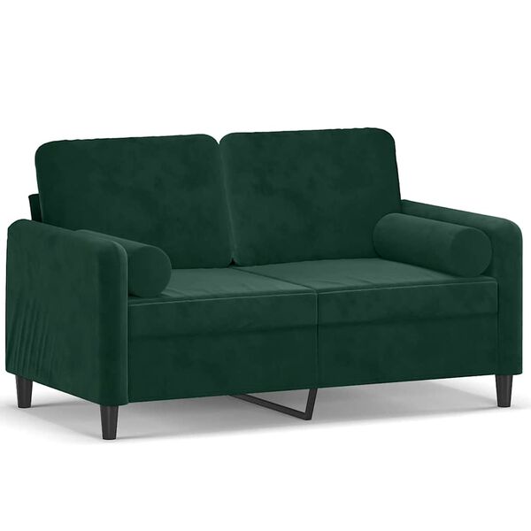 vidaXL 2-Sitzer-Sofa mit Zierkissen Dunkelgr&uuml;n 120 cm Samt