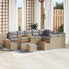 vidaXL Garten-Sofa-Set mit Kissen mit Speicher Beige Poly Rattan