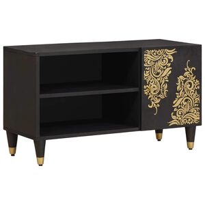 vidaXL TV-Schr&auml;nk mit Regal Schwarz 80 x 33 x 46 cm Massivholz Mango