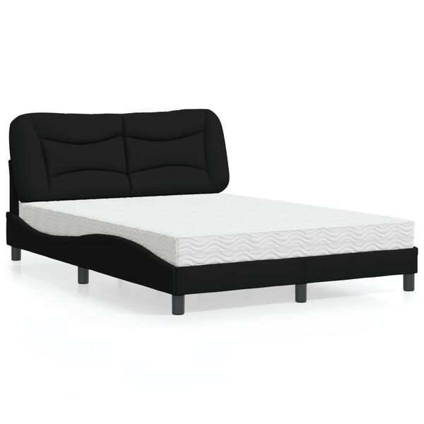 vidaXL Bett mit Matratze "Hvar" Schwarz 120x200 cm Stoff
