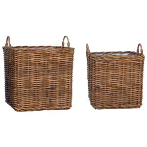 vidaXL Pflanzer Korb mit Speicher 2 pcs Braun Lacak Rattan