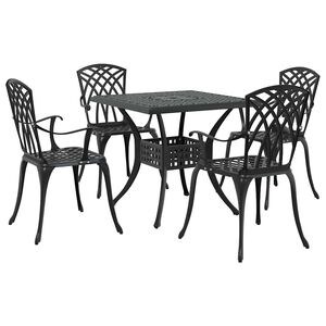 vidaXL Gartentisch Set 5 pcs Schwarz Gussaluminium
