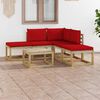 vidaXL 6-tlg. Garten-Lounge-Set mit Roten Kissen