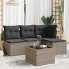 vidaXL 5-tlg. Garten-Sofagarnitur mit Kissen Grau Poly Rattan