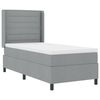 vidaXL LED Boxspringbett mit Matratze Hellgrau 100 x 200 cm Stoff