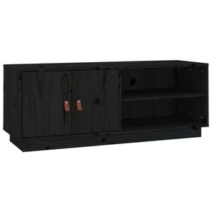 vidaXL TV-Schrank Schwarz 105x34x40 cm Massivholz Kiefer