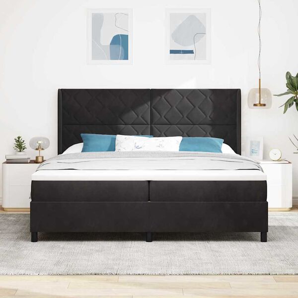 vidaXL Boxspringbett mit Matratze Schwarz 200 x 200 cm Samt