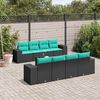 vidaXL 9-teiliges Gartensofa-Set mit Kissen, schwarzes Polyrattan
