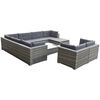 vidaXL 10-tlg. Garten-Lounge-Set mit Auflagen Poly Rattan Grau