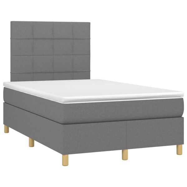 vidaXL Boxspringbett mit Matratze & LED Dunkelgrau 120x200 cm Stoff