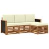 vidaXL Outdoor-Sofagarnitur mit Kissen 4 pcs Natur und Creme