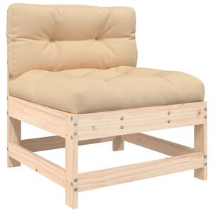 vidaXL Mittelsofa mit Kissen Massivholz Kiefer