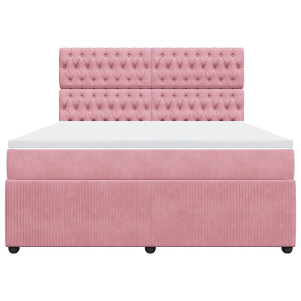 vidaXL Boxspringbett mit Matratze Rosa 180x200 cm Samt