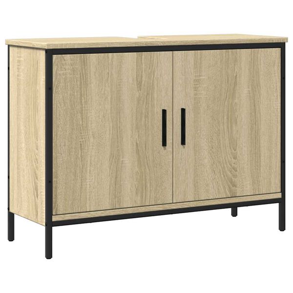 vidaXL Waschbeckenunterschrank Sonoma-Eiche 80x30x60 cm Holzwerkstoff