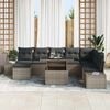 vidaXL Gartensofa-set mit Kissen mit Speicher 9 pcs Grau Poly-Rattan