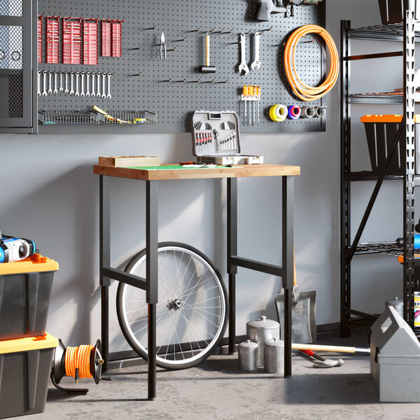 vidaXL Werkbank 80x60x(73-99,5) cm Massivholz Akazie Rechteckig