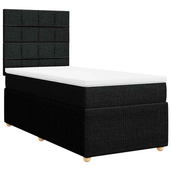 vidaXL Boxspringbett mit Matratze Schwarz 100x200 cm Stoff