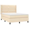 vidaXL Boxspringbett mit Matratze & LED Creme 140x190 cm Stoff