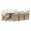 vidaXL Garten Essgruppe mit Kissen 9 pcs Beige Poly-Rattan