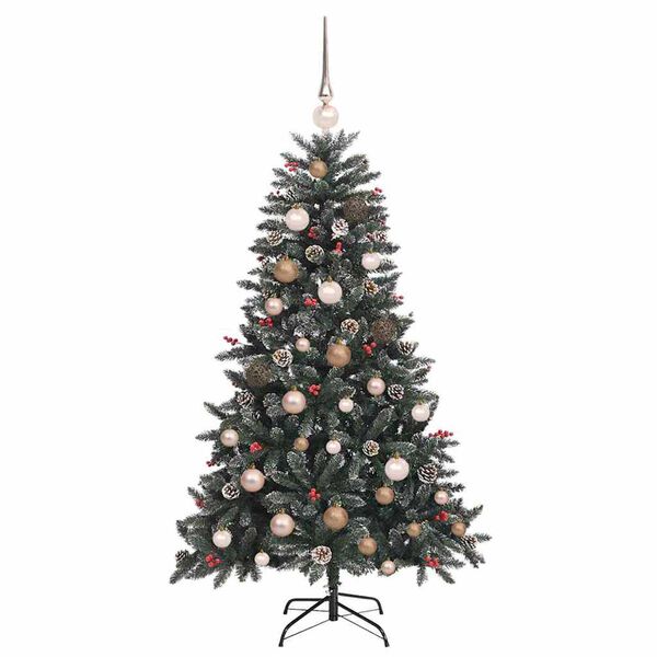 vidaXL K&uuml;nstlicher Weihnachtsbaum Gr&uuml;n 150 cm PVC, Plastik und Stahl