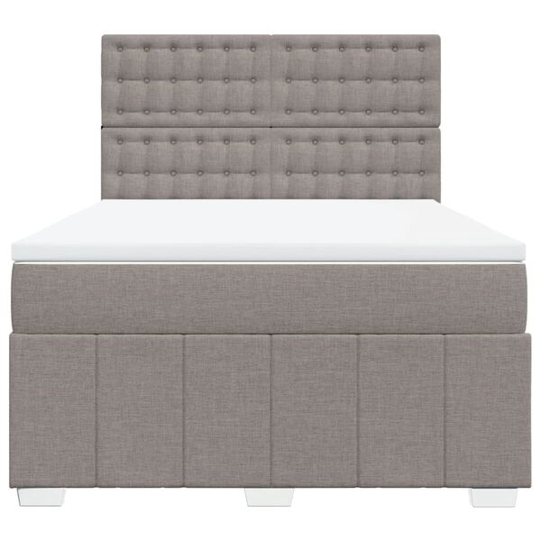 vidaXL Boxspringbett mit Matratze Taupe 140x190 cm Stoff