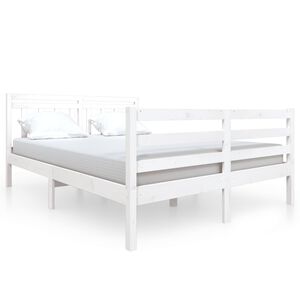 vidaXL Massivholzbett Wei&szlig; 135x190 cm